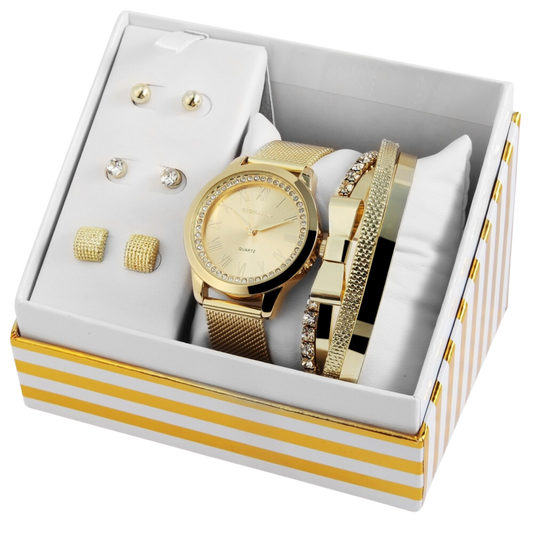 Excellanc Ladies Watch,Earrings and Bracelets Gift Set
