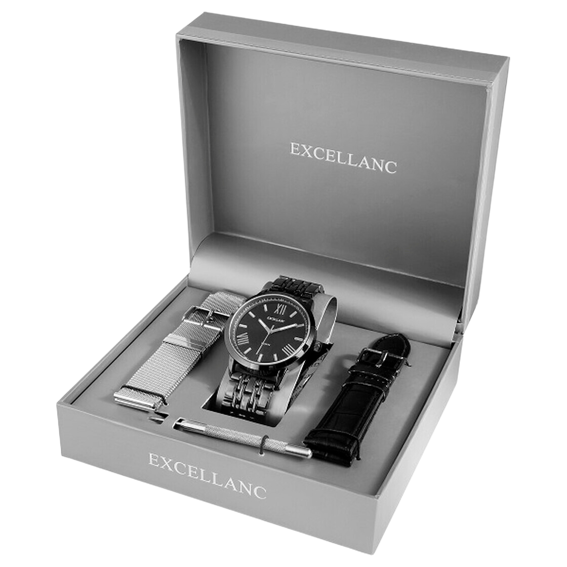 Excellent Gift Set with Men's Watch and Two Straps