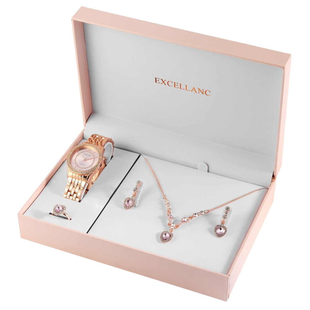 Excellanc Ladies Watch, Necklace and Ring Gift Set