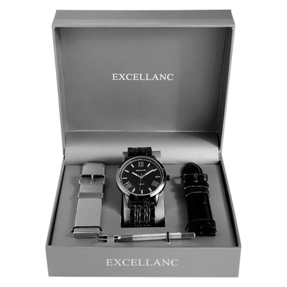Excellent Gift Set with Men's Watch and Two Straps